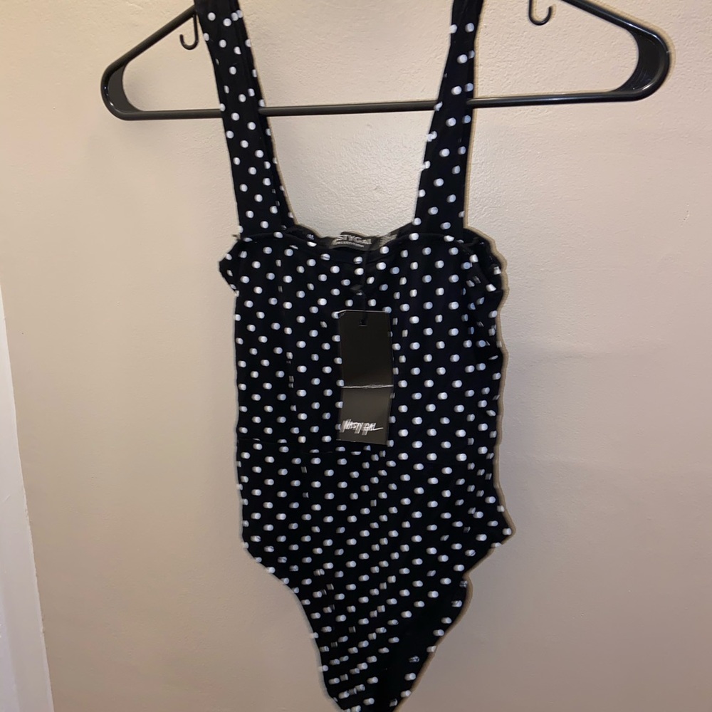 NastyGal black and white polka dot bodysuitNWT